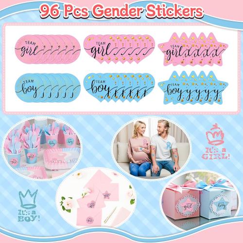 202 Pcs Baby Gender Reveal Party Supplies Favors Boy or Girl, Gender Reveal Ideas Gender Reveal Games Supplies, Baby Gender Reveal Bracelets, Team Boy Girl Button Pins