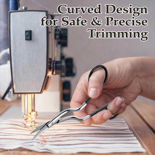 Double Curved Bent Handle Embroidery Scissor for Machine,Black