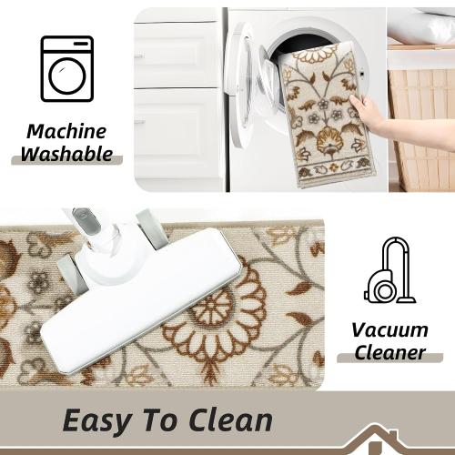 BEQHAUSE Stair Treads for Wooden Steps Non-Slip Machine Washable Carpet Stair Treads 8X30 Soft Indoor Stair Runner for Kids Elders and Pets, 100% Polyester, TPE Backing, 15pcs, Brown/Grey