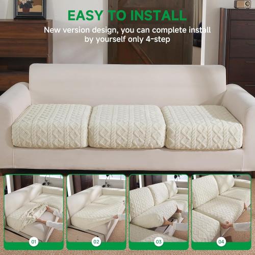 Couch Cushion Covers, Super Soft Thicker Fleece Sofa Cover Stretch Sectional Sofa Slipcover Washable Pet Friendly Anti-Slip Stain Resistant Furniture Cover for Home(1 Back Cover,Ivory)