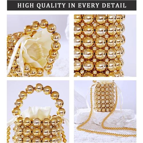 white pearl Women Beaded crossbody purse Evening Bucket Handmade Bags with DustBag for Wedding Party banquet