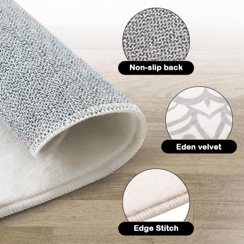 Carvapet 2' Small Round Area Rug Chic Boho Mandala Print Circle Rugs Non Slip Machine Washable Floor Mat Soft Throw Rug for Powder Room Entryway Bathroom Nursery Bedside Floor Decor Ivory Grey