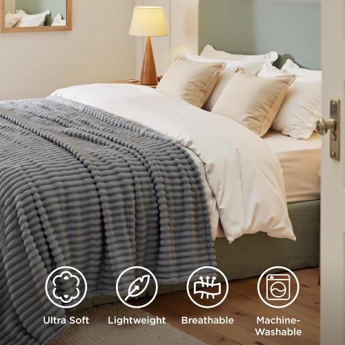 Bedsure GentleSoft Frost Gray Fleece Blanket for Couch - Cozy Soft Blankets for Women, Cute Small Throws for Girls, 50x70 Inches