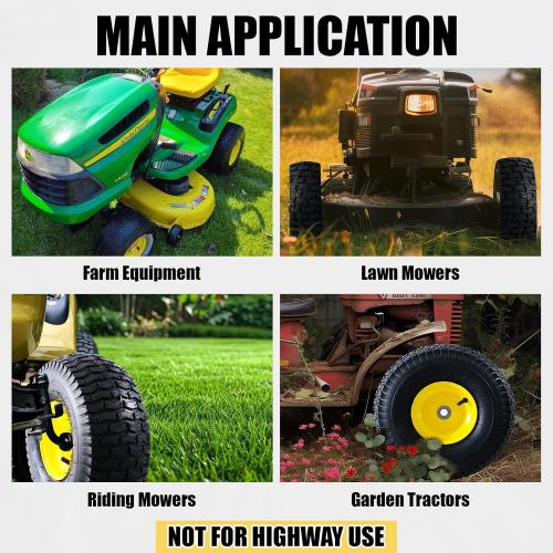 MZREXN 15x6.00-6 Lawn Mower Tires and Wheel Assembly, Front Tires Replacement, Compatible with John Deere & More Riding Mowers, 4 Ply Pneumatic, 3 Offset Hub, 3/4 Bearings, Tubeless, 2PCS