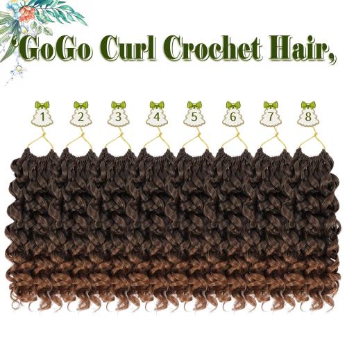 Vomella GoGo Curl Crochet Hair 7 Packs 10 Inch Water Wave Curly Crochet Hair for Black Women Ombre Brown Short Beach Curl Synthetic Deep Twist Crochet Hair Extensions T30