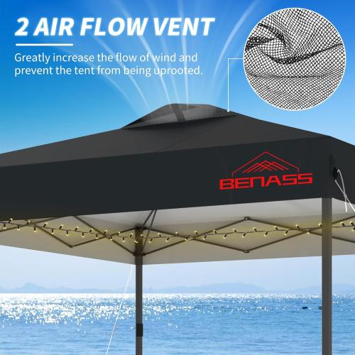 10x10 Pop Up Canopy with Sidewalls, Easy Up Canopy Tent, Heavy Duty Tents for Parties, One Person Set Up Event Tent, Black
