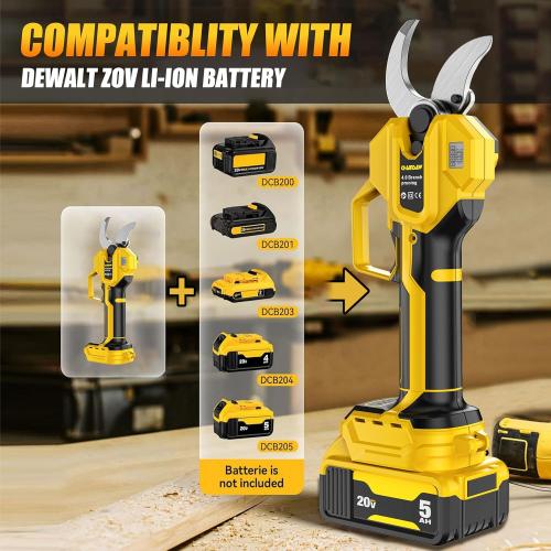 2-IN-1 Electric Pole Pruning Shears Cordless Compatibility with Dewalt 20V MAX Battery, 1.6 Cutting Diameter Pruner, 14.8 FT MAX Extension Pole Saws for Tree Trimming(NO Battery) (Pruning Shears-1)