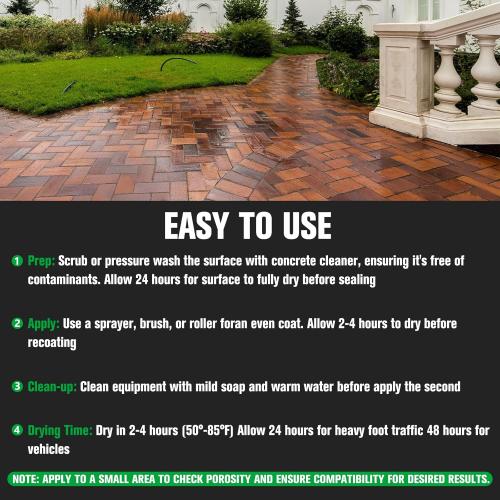 Color Enhance Sealer-1 Gallon, Wet Look Natural Stone Sealer with 2X Gloss Protection, Long-Lasting Color Enhancer Concrete & Paver Sealer for Outdoor & Indoor Floor, Brick, Driveways, Travertine