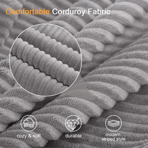 COMAX Convertible Sofa Bed Queen, Folding Floor Couch Corduroy Fold Out Couch Bed Futon Sleeper Mattress with Pillows, Boneless Sofa Comfy Lounge Loveseat for Living Room Bedroom, Light Grey