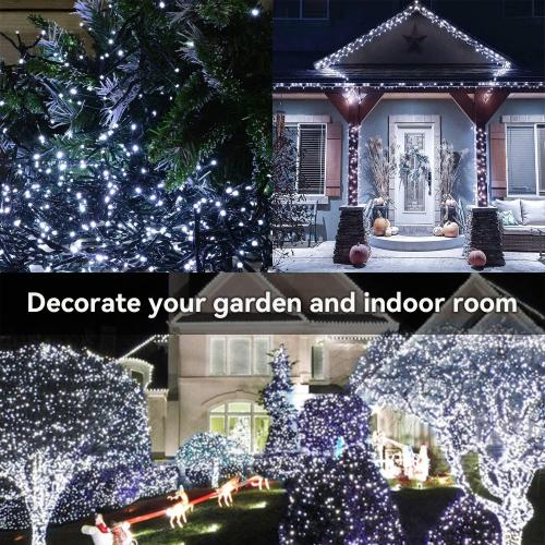 ITICdecor 33ft 100 LED Christmas String Lights, Waterproof Fairy Starry String Lights Battery Operated, 8 Modes Decorative Lights for Indoor Outdoor Xmas Tree Party Garden (White)
