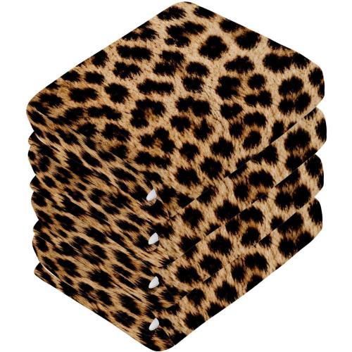 SUABO Leopard Cotton Bath Washcloths, Leopard Print Cheetah Pattern Fingertip Towel Face Cloths Absorbent Quick Drying Bath Cloths for Bathroom, Spa, Gym, Kitchen, 12 x 12 Inch, Set of 4