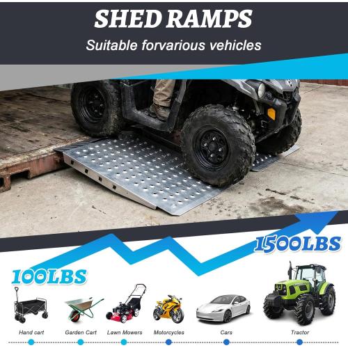 Heavy-Duty shed ramp 1500LB Galvanized Steel Perforated Plate ramp with Anti-Slip Design, Suitable for lawnmowers, All-Terrain Vehicles,and Garage Door Sills. (Silver, 1PC (29 L x 24 W))