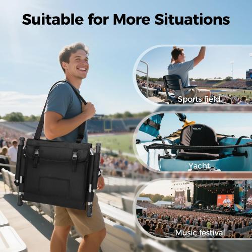 ALPHA CAMP Extra Wide Padded Stadium Seats for Bleachers with Back Support | Padded seat ,Universal Hooks,Straps,pockets,Heavy Duty Steel Frame,Cup Holder ,Bleacher Parents,Sports Events Easy Setup