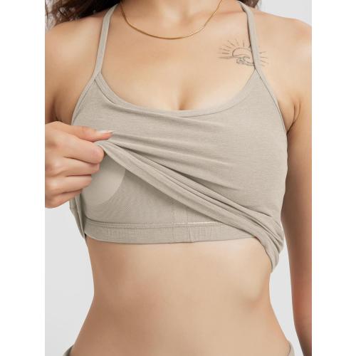 Size large Beyond Yoga Women's Slim Racerback Cropped Tank – Stratum Tech Sports Bra, Ultra Soft UPF 50  Cami Top with Built-in Bra