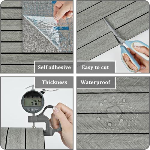 Grey Wood Grain Slat Panels for Interior Wall Decor 197x23.6 Peel and Stick 3D Textured Fluted Wood Panels Self Adhesive Acoustic Wooden Paneling Wallpaper for Bedroom Living Room Studio