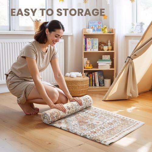zesthome Area Rugs,Stain Resistant Washable Rug,Ultra-Thin Rugs for Living Room,Bedroom,Non-Slip Backing Home Decor Large Area Rug