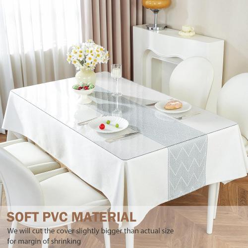 LovePads 1.5mm Thick 23 x 47 Inch Clear Table Cover Protector, Clear Table Protector, Plastic Table Cover, Table Pad for Dining Room Table, Clear Desk Mat Desk Protector for Writing Desk, Coffee Table