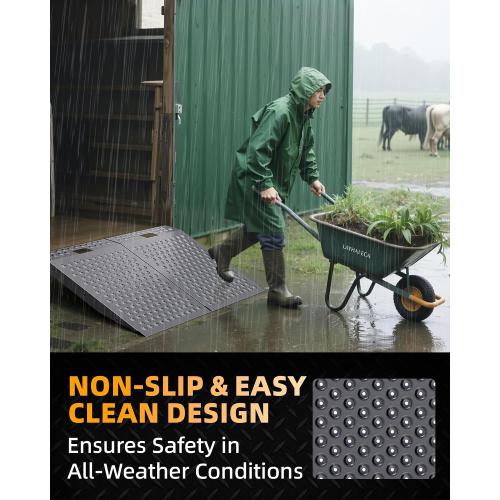 VNN 29 x 48 Shed Ramp for Riding Mower - 1500 LB Capacity Shed Ramps, Anti-Slip Punch Plate Ramp for ATV, Motorcycles, Garages & Barns (2PC, Black, Alloy)
