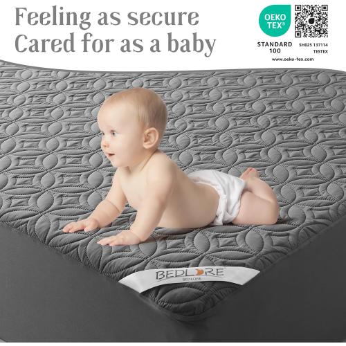 BEDLORE Waterproof Mattress Protector, Queen Size Mattress Pad Noiseless with Deep Pocket 6-18 Depth, Soft Breathable Dirt-Proof Bed Mattress Cover Washable for Home, Bedroom, Hotel (Gray)