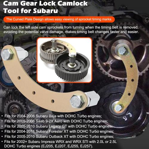 Crank Pulley Wrench Holder Tool with Screws & Engine Cam Gear Lock/Camlock Tool Kit & Intake/Exhaust Cam Sprocket Wrench Tool Fits for Subaru STD