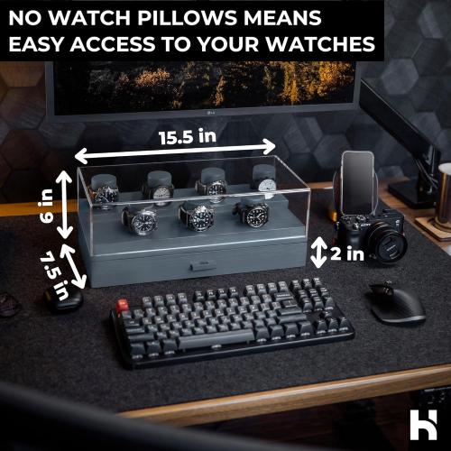 Holme & Hadfield Premium 7-Slot Wooden Watch Display Case with Lifetime Assurance – Large Handcrafted Men’s Watch Box with Accessory Drawer – Father’s Day Gift for Collectors – Luxury Built to Last- Brown