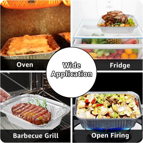 125 Pack 1LB / 16 oz Small Aluminum Pans with Lids, 6 x 5 x 2 Inch Aluminum Loaf Pans, Aluminum Foil Pans Take Out Food Containers with Clear Lids for Baking Catering Roasting