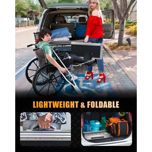 VNN Portable Wheelchair Ramp 6FT, Seamless Non-Slip Aluminum Ramps for Wheelchairs for Home, Handicap Wheelchair Ramps for Home Steps, Aluminum Loading Dock Plates, Doorways