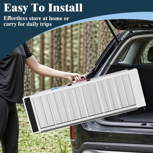 Portable Wheelchair Ramp 4FT, Non-Slip Aluminum Folding Handicap Ramp for Home Steps, 600LBS Capacity Threshold Ramp for Doorways, Stairs, Scooters