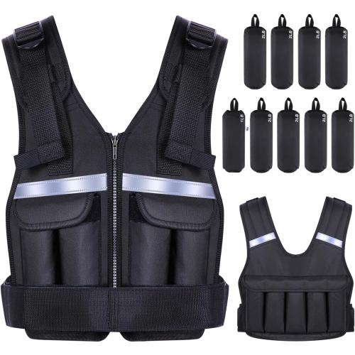 Sportneer Adjustable Weighted Vest Weights: 2-18 lbs/2-40 lbs Washable Weight Vest for Walking 16 In 1 Fast Adjust Rucking Vest for Women and Men Home Gym Running Jogging Strength Training Vests