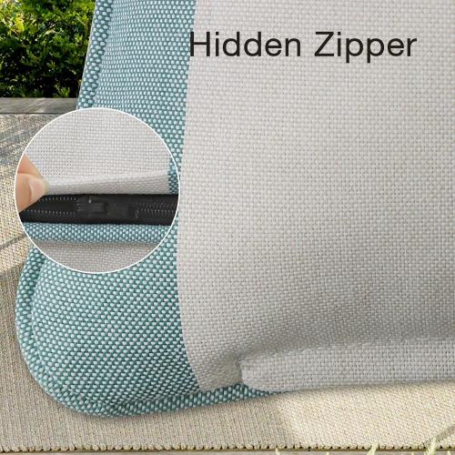 Decorative Outdoor Water Repellent Throw Pillows with Inserts, Set of 4, 18 x18 Pillows for Patio, Backyard, Bed, Couch, and Patio Furniture, Turquoise Stripe