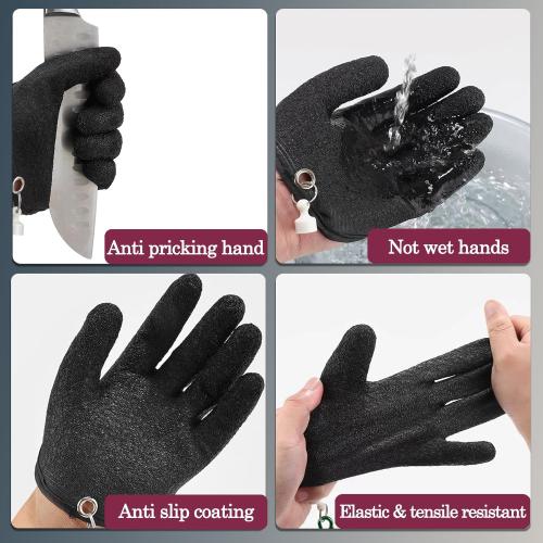 2Pcs Fishing Gloves with Magnet Release - Professional Anti-Slip Catch Fish Gloves,Puncture Proof Ice Fishing Glove for Handling,Catching,Cleaning,Hunting,Fisherman Fishing Accessories