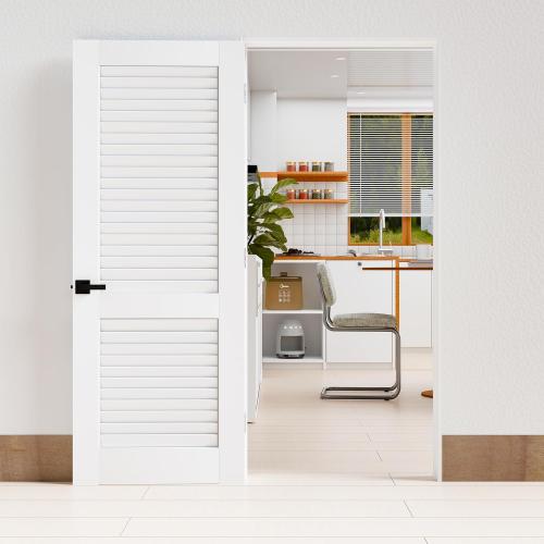 Louvered Interior Door, 32'' x 80'', Pre-Finished French Doors, Suitable for Closets/Bathrooms/Laundry Rooms/Storage Rooms, Single Louvered Closet Door Panel (Hinges Not Included)