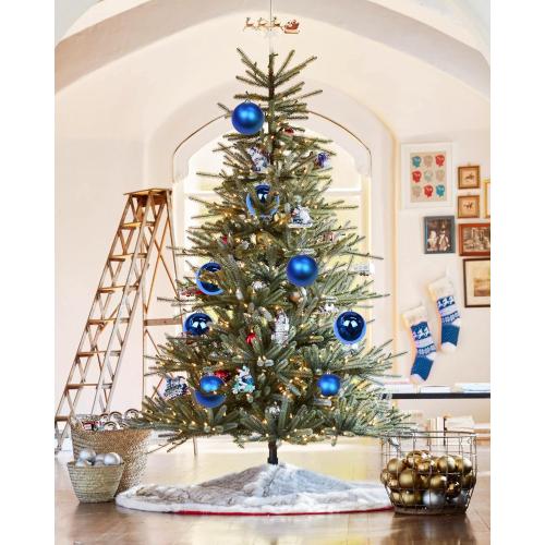 Christmas Ornament, Large Shatterproof Blue Plastic Hanging Ornaments, 5.9 (2pcs), Classic Style, Perfect for Christmas, Birthday, New Year, Anniversary, Valentine's Day
