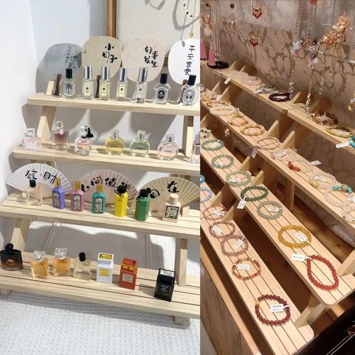 4-Tier Wooden Display Riser, Wooden Cupcake Stand Tiered Countertop Display Shelf for Retail Display, Rustic Tiered for Tabletop Shows and Home Cupcake Display Stand Using