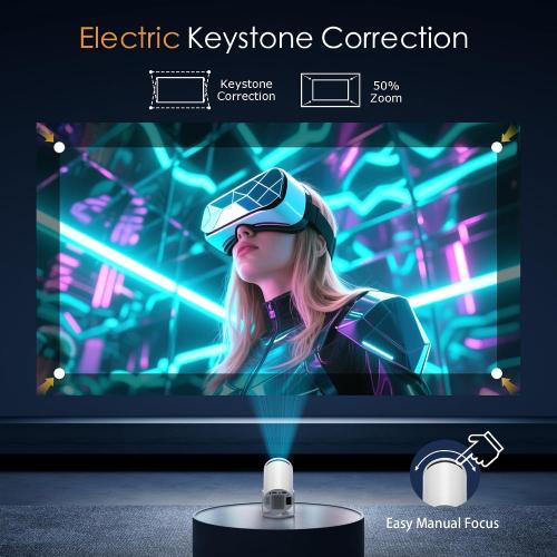 Mini Projector Portable Proyector 4K Support, Native 720P Small Projector with 270° Rotatable Stand, Compatible with TV Stick/Smartphone/HDMI/USB for Bedroom/ Outdoor Camping (No WiFi or Bluetooth)