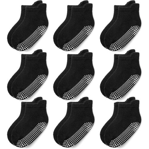 JAKIDAR Baby Toddler Socks Non Slip 9 Pairs Cotton Ankle Grip Socks for Boys Girls Baby Kids Infants Children