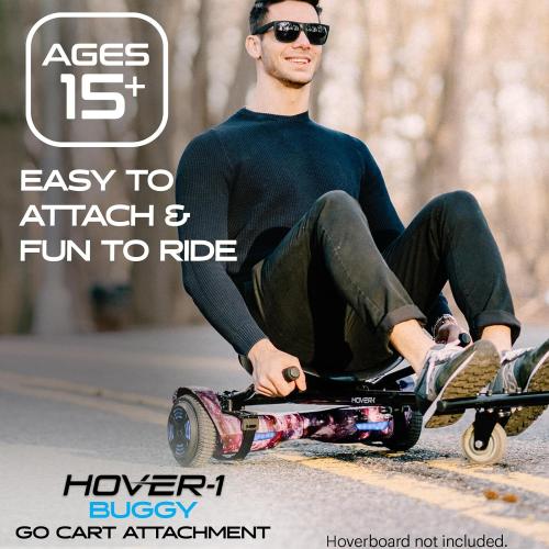 Hover-1 Kart Buggy Hoverboard Attachment | Compatible with Most 6.5 & 8 Electric Hoverboards, Hand-Operated Rear Wheel Control, Adjustable Frame & Straps, Easy Assembly & Install Hoverboard Go Kart