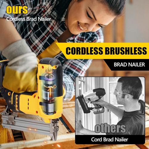 18 Cordless Brad Nailer for 20V MAX Battery, 2 in 1 Electric Nail Gun/Staple Gun Powered with 2000 Nails, for Trim Wood Crafting Home DIY (Not Included Battery)