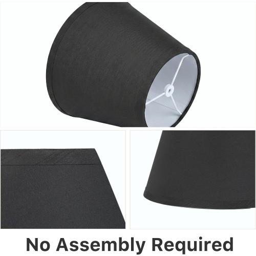 Black Small Lamp Shades Set of 2, 6x10x7 inch Empire Lampshades for Table, Floor & Wall Lamps, Assembly-Free, Spider Fitter Design, Replacement Fabric Lampshade for Bedroom, Living Room Decor