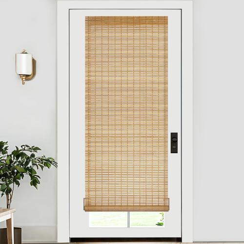 Size 26x70 Color brown LazBlinds No Tools No Drill Bamboo Roller Shades, Cordless Bamboo Blinds, Light Filtering Roll Up Blinds for Windows, French Door, Porch or Patio, 26'' W x 70'' H, Squirrel