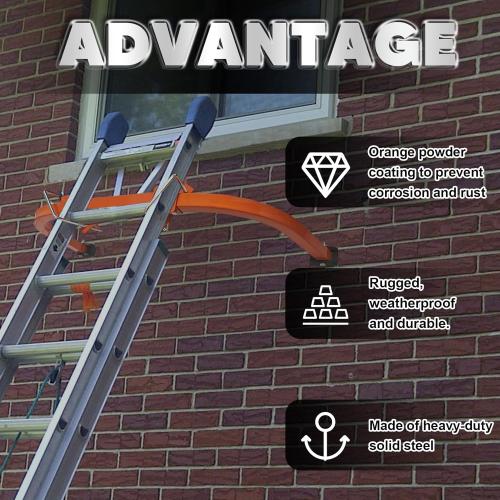 Ladder Stabilizer Accessory for Roof Gutter with Wrench, Wing Span Wall Ladder Standoff, roof Ladder stabilizer Easily attaches with U Bolt, Stabilized Support, 375 lbs Weight Rating
