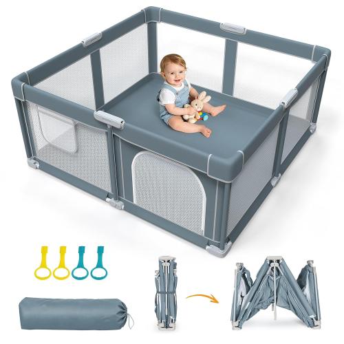 Foldable Baby Playpen - 50×50 Collapsible Play Pen for Babies and Toddlers - Indoor Outdoor Play Pen with 4 Handles - Folding Baby Playpen with Carry Bag Portable Travel Play Yard ‼️like new ‼️
