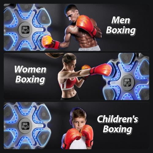 Black Music Boxing Machine,Smart Bluetooth Boxing Machine for Adults & Kids,Boxing Training Machine with Boxing Gloves, Music Playback Boxing Workout Equipment Target for Home, Office, Gym