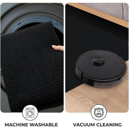 KOZYFLY Washable Runner Rug 3x14 ft Hallway Kitchen Runner Rugs with Rubber Backing Bobo Non Slip Entryway Runner Indoor, Long Carpet Runners for Hall Kitchen Entryway, Black