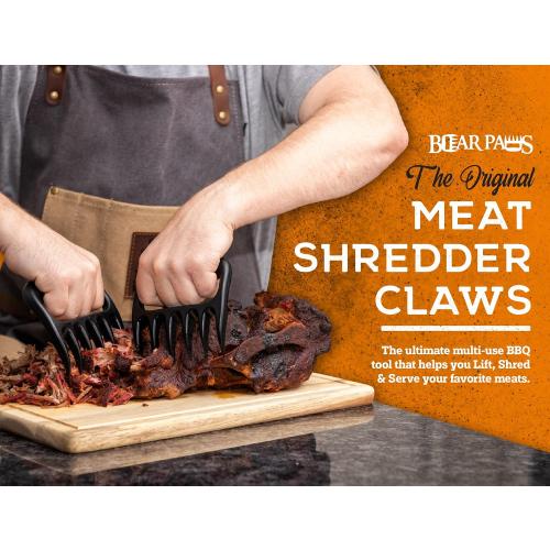 Bear Paws Meat Claws - The Original Meat Shredder Claws for Pulled Pork, USA Made - Easily Lift, Shred, Pull and Serve Pork, Chicken, Brisket and Turkey - Gift for Dad on Christmas! (Black)