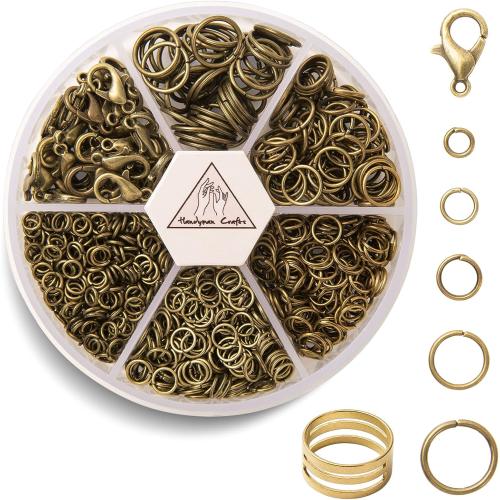 Jump Rings Kit With1000PCS Open Jump Rings 40PCS 12mm Lobster Clasps and Jump Rings Opener for Jewelry Making Keychains and Necklace Repair (Bronze)
