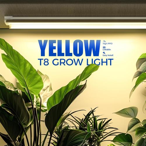 Barrina Full Spectrum LED Grow Light, 168W(4 x 42W), Grow Light Strips for Indoor Plant, 4FT Plant Grow Light, T8 Growing Lamp Fixture, Yellow, 4-Pack‼️hangers not included‼️