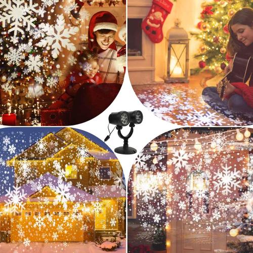 Outdoor Christmas Decorations Christmas Double Head Snowflake Projector Lights,Christmas Projector Lights IP65 Waterproof Adjustable Christmas Decorations Indoor for Patio Wall Window