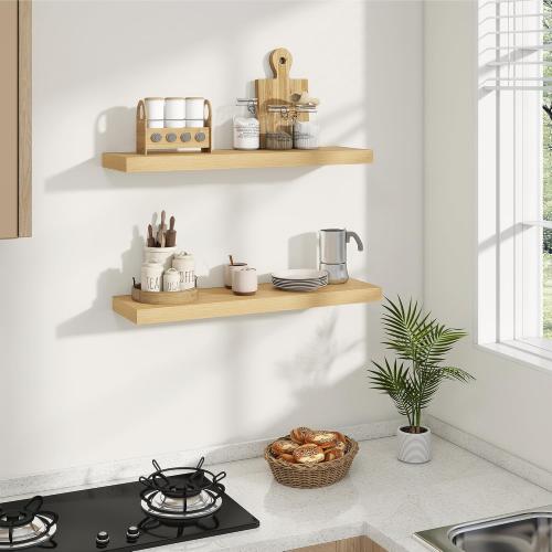 Dreamland 8 Deep Long Floating Shelves, 32 Inches Floating Shelves for Wall Set of 2, Large Display & Storage Shelf, Wall Shelf for Bathroom Bedroom Living Room Kitchen Office, Oak