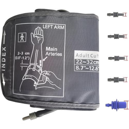 Medium Easy Wrap Blood Pressure Cuff for Thin and Small Arm,Compatible with Omron 8.7~12.6 Inches (22~32) CM Adult BP Replacement Cuff, Adult Cuff Only -5 Connectors (Medium  5 Connectors)